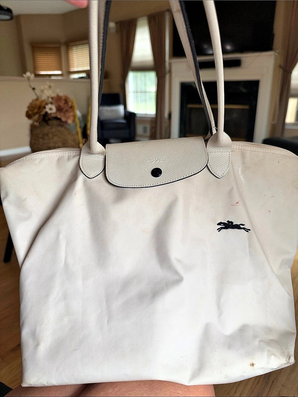 Longchamp Le Pliage Original Large Shoulder Tote White